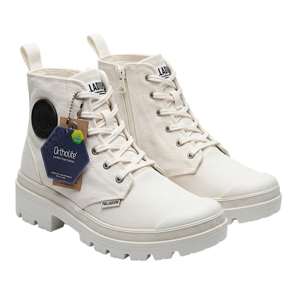Palladium Pallabase Twill Star White Platform Boots Womens 7 NIB